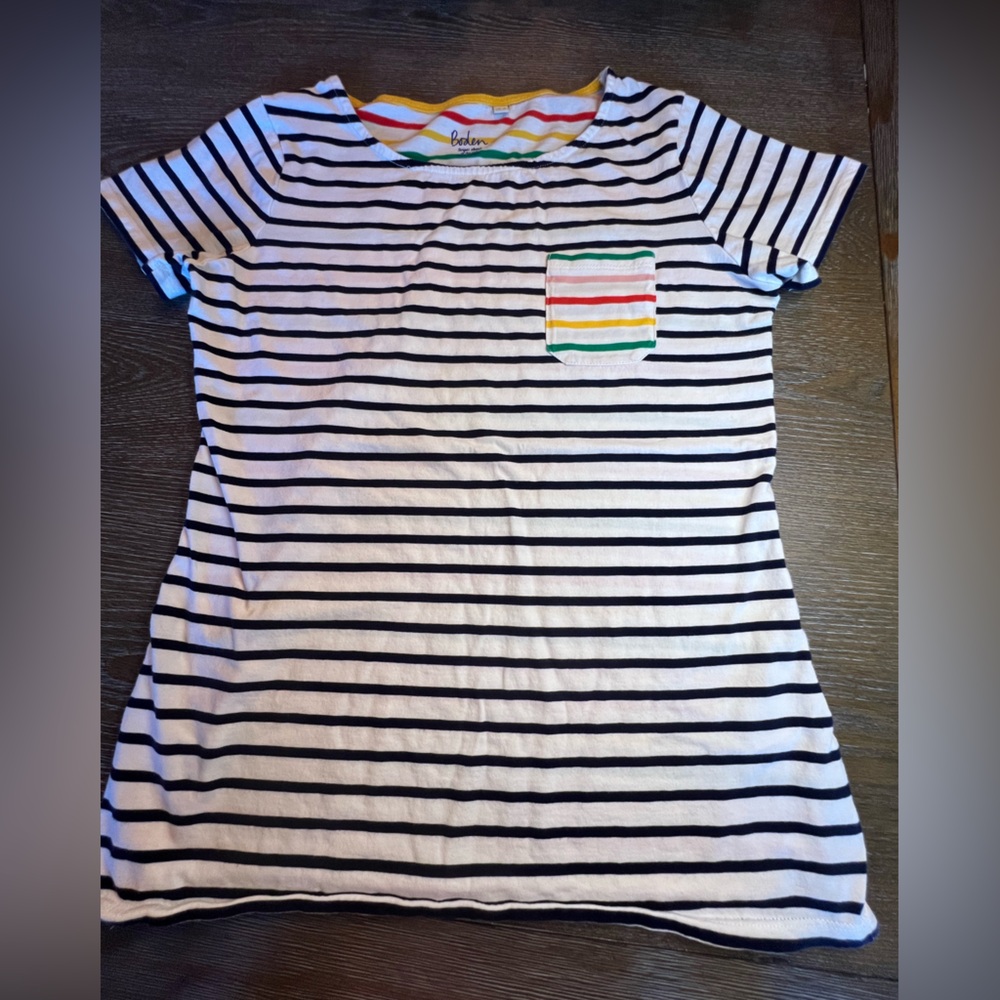 Boden Multicolor Striped Short Sleeve Pocket Tee US4/UK8
